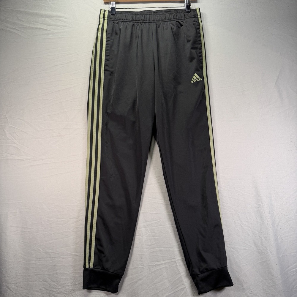 Adidas Tiro Joggers Mens Medium Black Green Striped Sweatpants Pockets Soccer
